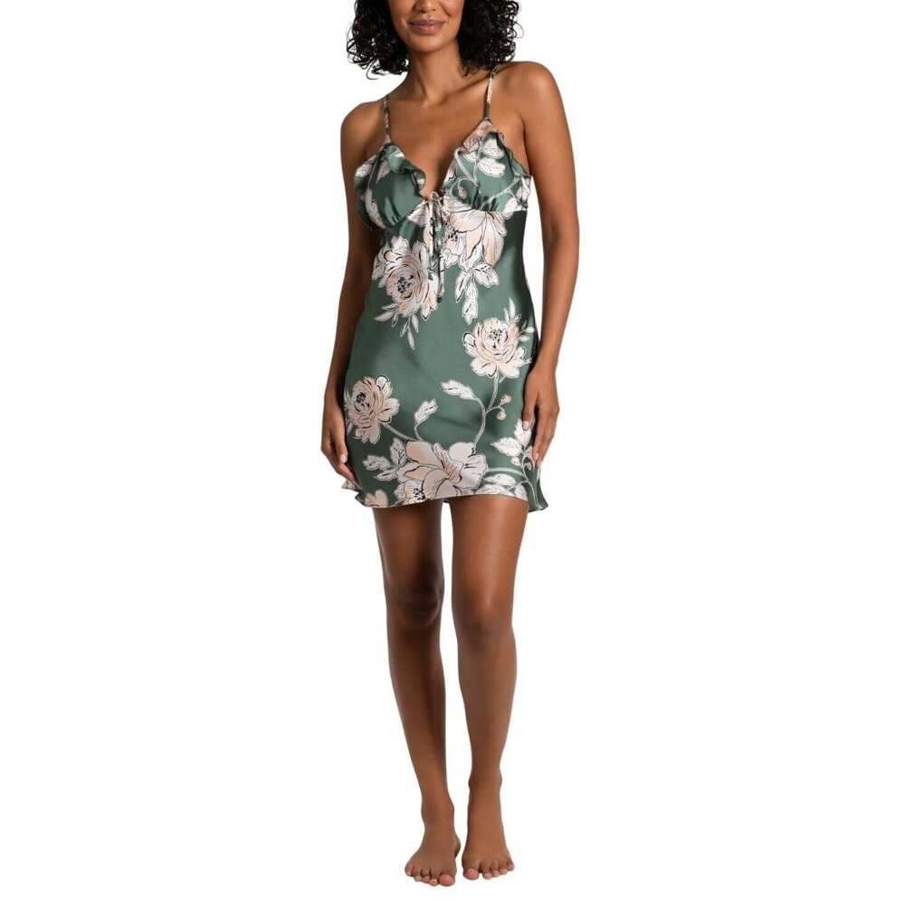 NWT Midnight Bakery Womens Fiji Ruffled Open-Back Chemise FIJ110 Green S